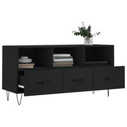 Berkfield Home TV Cabinet Black 102x36x50 cm Engineered Wood - Size: 102 x 36 x 50 cm - thumbnail 4