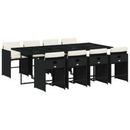 Berkfield Home Garden Dining Set - Black - PE Rattan - 8-seater - Foldable - thumbnail 2