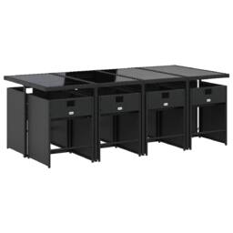 Berkfield Home Garden Dining Set - Black - PE Rattan - 8-seater - Foldable - thumbnail 3