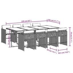 Berkfield Home Garden Dining Set - Black - PE Rattan - 8-seater - Foldable - thumbnail 9