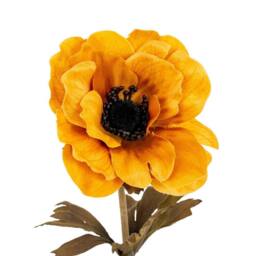 Lemon Pavilion Furniture and Decor Anemone Stem Artificial Flower - Plastic - L10 x W10 x H38 cm - Yellow in Orange - thumbnail 2