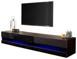 GFW Galicia 180cm Wall TV Unit with LED in Black - thumbnail 2