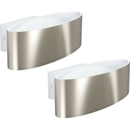 Loops 2 PACK Wall Light Colour White Satin Nickel Shade Transparent Plastic LED 10W in Metallics