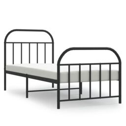 Berkfield Home Metal Bed Frame with Headboard & Footboard Black 90x190 cm Single - thumbnail 2