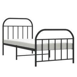 Berkfield Home Metal Bed Frame with Headboard & Footboard Black 90x190 cm Single - thumbnail 4