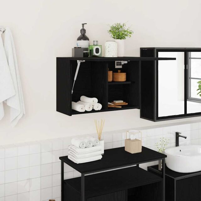 Berkfield Home Bathroom Wall Cabinet Black 60x25x40 cm Engineered Wood - Size: 60 x 25 x 40 cm - image 1