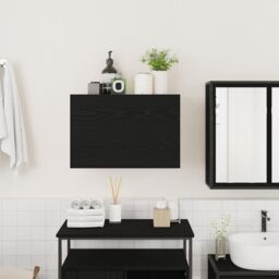 Berkfield Home Bathroom Wall Cabinet Black 60x25x40 cm Engineered Wood - Size: 60 x 25 x 40 cm - thumbnail 3