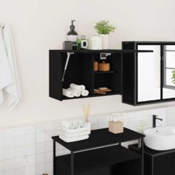 Berkfield Home Bathroom Wall Cabinet Black 60x25x40 cm Engineered Wood - Size: 60 x 25 x 40 cm - thumbnail 1