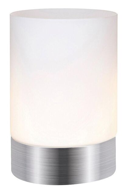 Happy Homewares Small Touch Dimmable Table Lamp with Frosted Glass Shade in Metallic Silver