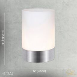 Happy Homewares Small Touch Dimmable Table Lamp with Frosted Glass Shade in Metallic Silver - thumbnail 3