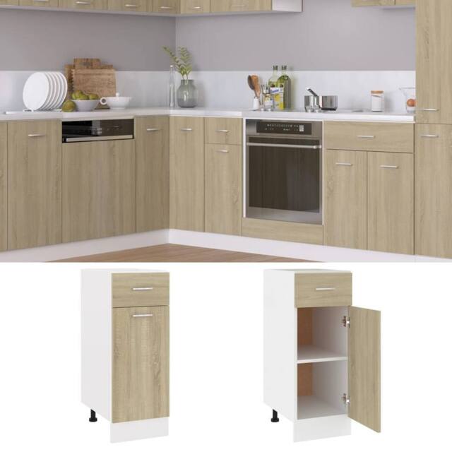 Berkfield Home Drawer Bottom Cabinet Sonoma Oak 30x46x81.5 cm Engineered Wood in Light Tan - image 1