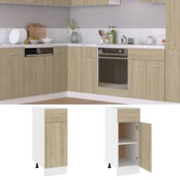 Berkfield Home Drawer Bottom Cabinet Sonoma Oak 30x46x81.5 cm Engineered Wood in Light Tan - thumbnail 1