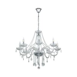 Loops Chandelier Light Chrome Plated Steel & Clear Glass Droplets Bulb E14 8x40W in Metallics