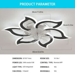 Garwarm 7 - Blade Dimmable LED Reversable Ceiling Fan in Black - thumbnail 5