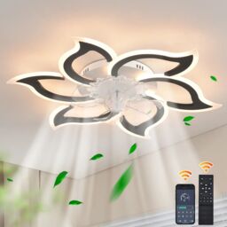 Garwarm 7 - Blade Dimmable LED Reversable Ceiling Fan in Black