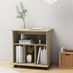 Berkfield Home Rolling Cabinet Sonoma Oak 60x45x60 cm Engineered Wood in Brown - Size: 60 x 45 x 60 cm - thumbnail 3