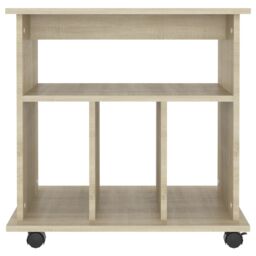 Berkfield Home Rolling Cabinet Sonoma Oak 60x45x60 cm Engineered Wood in Brown - Size: 60 x 45 x 60 cm - thumbnail 4