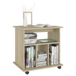 Berkfield Home Rolling Cabinet Sonoma Oak 60x45x60 cm Engineered Wood in Brown - Size: 60 x 45 x 60 cm - thumbnail 6