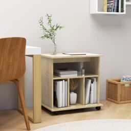 Berkfield Home Rolling Cabinet Sonoma Oak 60x45x60 cm Engineered Wood in Brown - Size: 60 x 45 x 60 cm - thumbnail 1