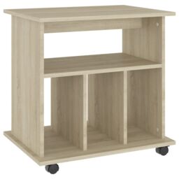 Berkfield Home Rolling Cabinet Sonoma Oak 60x45x60 cm Engineered Wood in Brown - Size: 60 x 45 x 60 cm - thumbnail 2