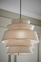 ValueLights Valerie Linen 5 Tier Easy Fit Drum Ceiling Pendant Light Lamp Shade in Natural