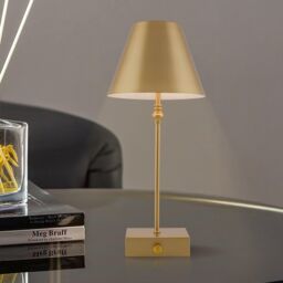 Harper Living Cordless Table Lamp, Modern LED Rechargeable Lamp with Dimmer Switch-Gold in Gold - thumbnail 1