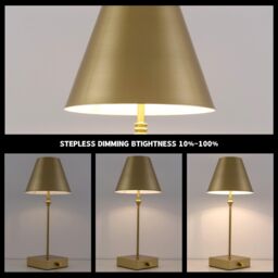 Harper Living Cordless Table Lamp, Modern LED Rechargeable Lamp with Dimmer Switch-Gold in Gold - thumbnail 3