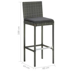 Berkfield Home 5 Piece Garden Bar Set with Cushions Poly Rattan Grey - thumbnail 8