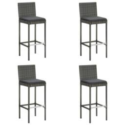 Berkfield Home 5 Piece Garden Bar Set with Cushions Poly Rattan Grey - thumbnail 5