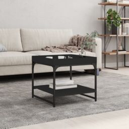 Berkfield Home Coffee Table Black 49.5x49.5x45 cm Engineered Wood - thumbnail 1