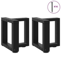 Berkfield Home Coffee Table Legs T-Shaped¬†2 pcs Black 30x25x(30-31) cm Steel - thumbnail 4