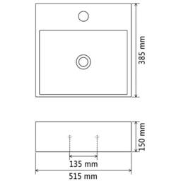Berkfield Home Basin with Faucet Hole Ceramic Black 51.5x38.5x15 cm - thumbnail 5