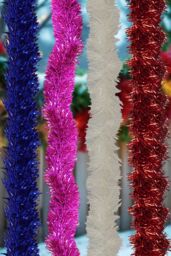Neel Blue Christmas Tinsel Garland Shiny Metallic Fine Foil Xmas Tree Garland, 2m in White - thumbnail 5