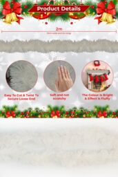 Neel Blue Christmas Tinsel Garland Shiny Metallic Fine Foil Xmas Tree Garland, 2m in White - thumbnail 2