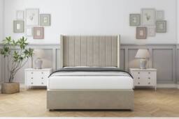 "Comfort Beds Palermo Plush Divan Base 2 Drawers - 54"" Wingback in Cream - Size: Double" - thumbnail 3
