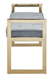 Orsina Stylish Powder Blue & Silver Finish Bench, Luxe Bench For Outdoor, Accent Dining Bench For Diningroom in Gold - thumbnail 5