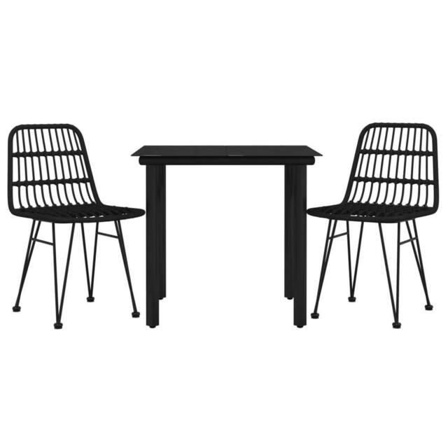 Berkfield Home Beautiful 3 Piece Garden Dining Set Black Poly Rattan - image 1