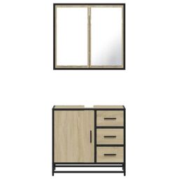 Berkfield Home 2 Piece Bathroom Furniture Set Sonoma Oak Engineered Wood in Brown - thumbnail 5