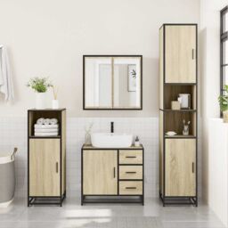 Berkfield Home 2 Piece Bathroom Furniture Set Sonoma Oak Engineered Wood in Brown - thumbnail 4