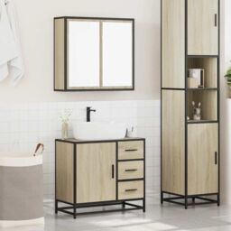 Berkfield Home 2 Piece Bathroom Furniture Set Sonoma Oak Engineered Wood in Brown - thumbnail 3