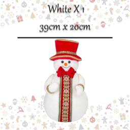 VFM e-Store Christmas Snowman Decoration 39cm x 20cm White X 1 - Size: 39 cm x 20 cm - thumbnail 2