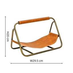 Ivyline Contemporary Antique Brass with Hanging Leather Kindling Holder in Metallics - thumbnail 3