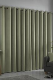 Fusion 'Strata' Triple-Woven Dimout Eyelet Curtains in Green - Size: 117 cm width x 183 cm drop - thumbnail 3