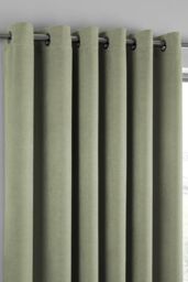Fusion 'Strata' Triple-Woven Dimout Eyelet Curtains in Green - Size: 117 cm width x 183 cm drop - thumbnail 2