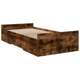 Berkfield Home Bed Frame with Drawers without Mattress Smoked Oak 90x190 cm Single in Brown - thumbnail 6