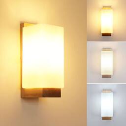 Pheashine Rectangle Wooden LED Wall Light, 12W 3-Color, Scandinavian Style, E27 in White - thumbnail 1