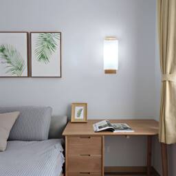 Pheashine Rectangle Wooden LED Wall Light, 12W 3-Color, Scandinavian Style, E27 in White - thumbnail 7