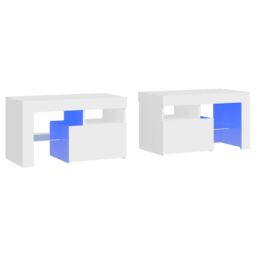 Berkfield Home Bedside Cabinets 2 pcs with LED Lights White 70x36.5x40 cm - thumbnail 2