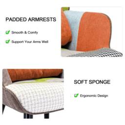 HomeMiYN Orange Patchwork Single-Seater Sofa with Footstool Cushion - thumbnail 5