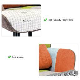 HomeMiYN Orange Patchwork Single-Seater Sofa with Footstool Cushion - thumbnail 6